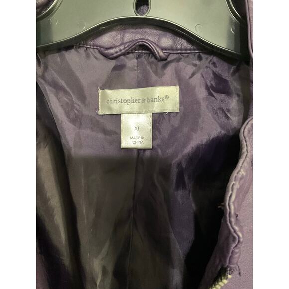 Christopher & Banks Faux Leather Purple Plum Moto Jacket Womens Size X-Large - Picture 6 of 8